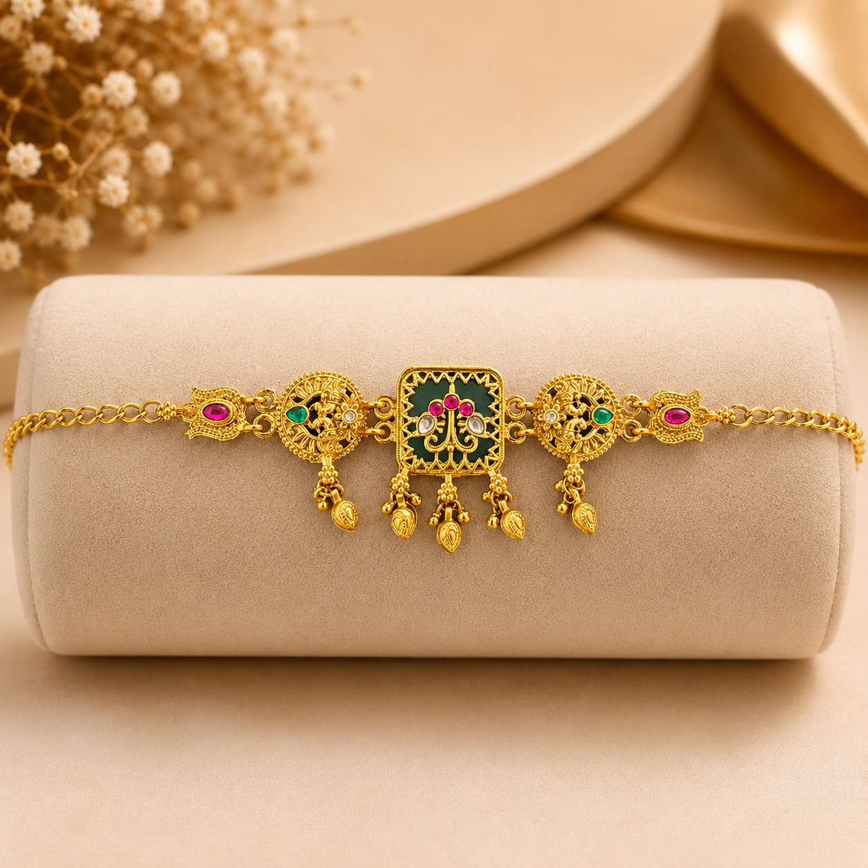 Ruby Green Peacock Bracelet