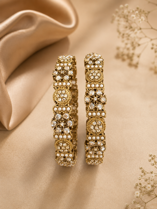 Traditional Pearl Designer Bangles – Set of 2