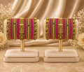 Temple Bridal Bangle Set with Vibrant Pink Thread Bangles