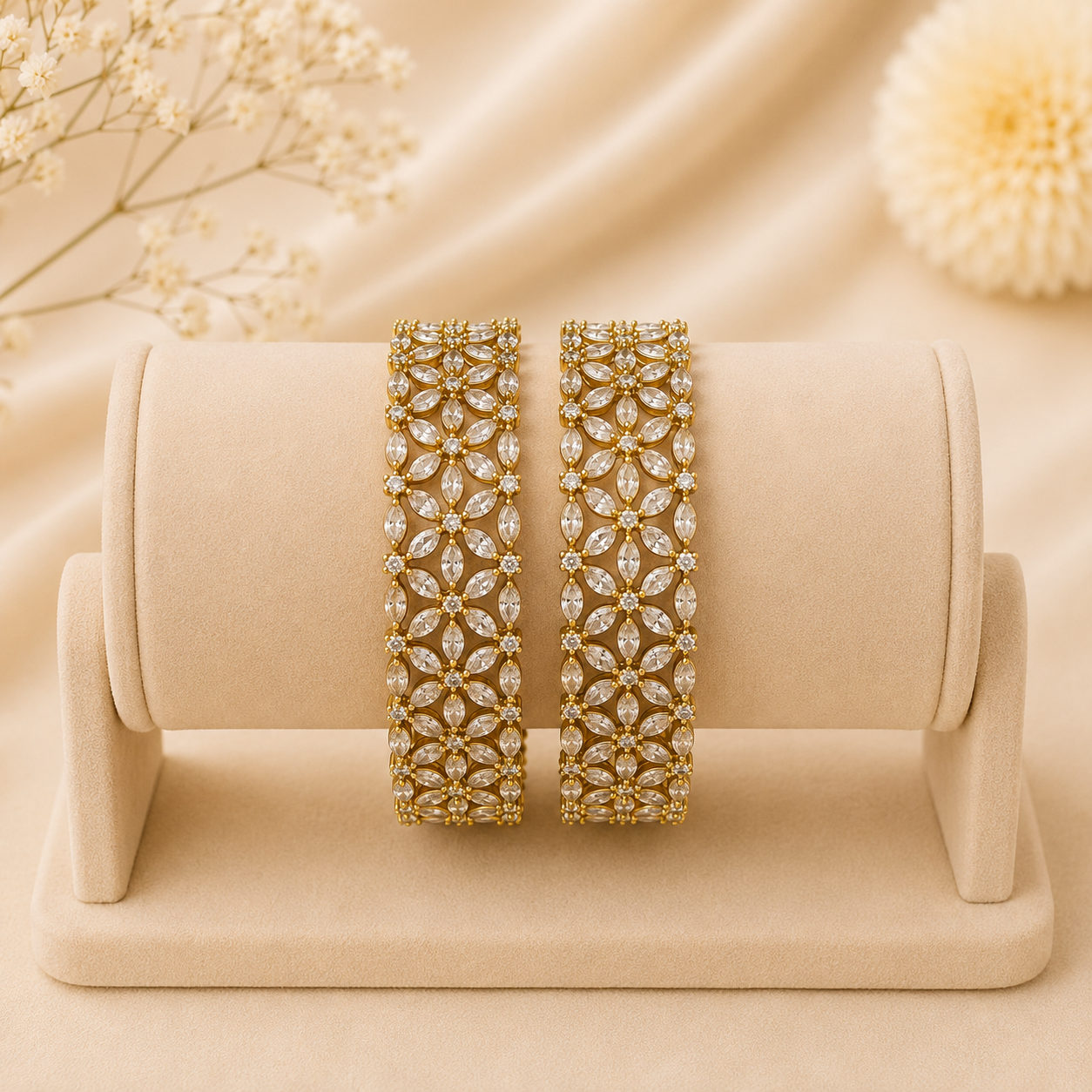 Floral Elegance Gold Kada