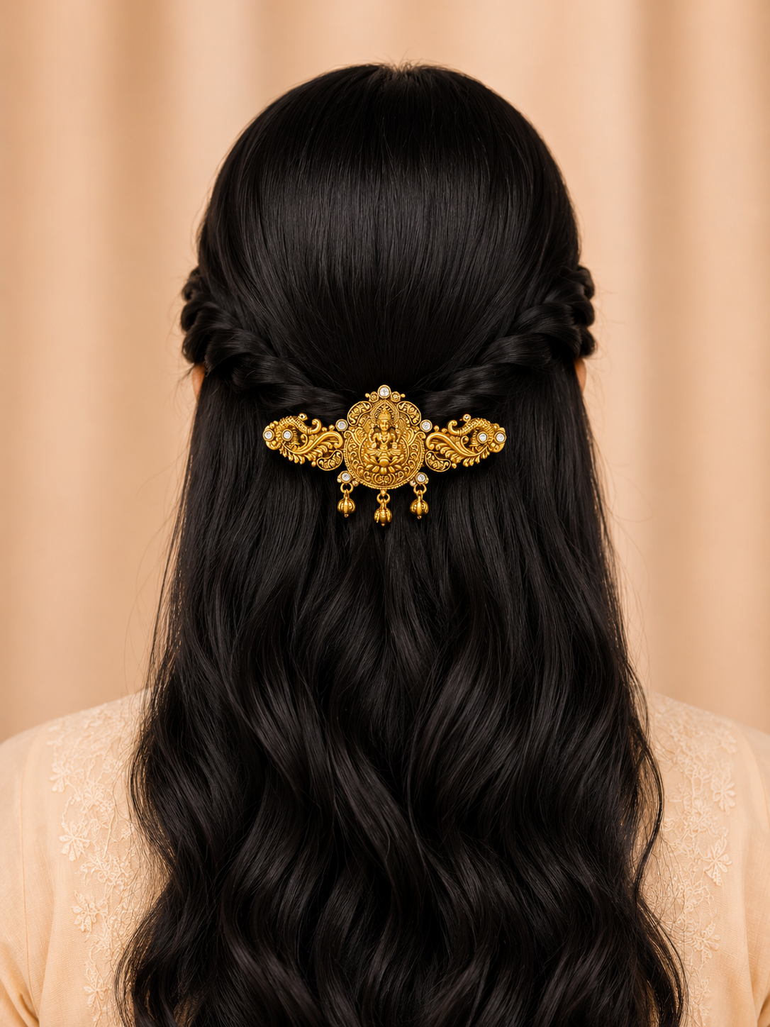 Lakshmi Peacock Antique Hair Centre Clip