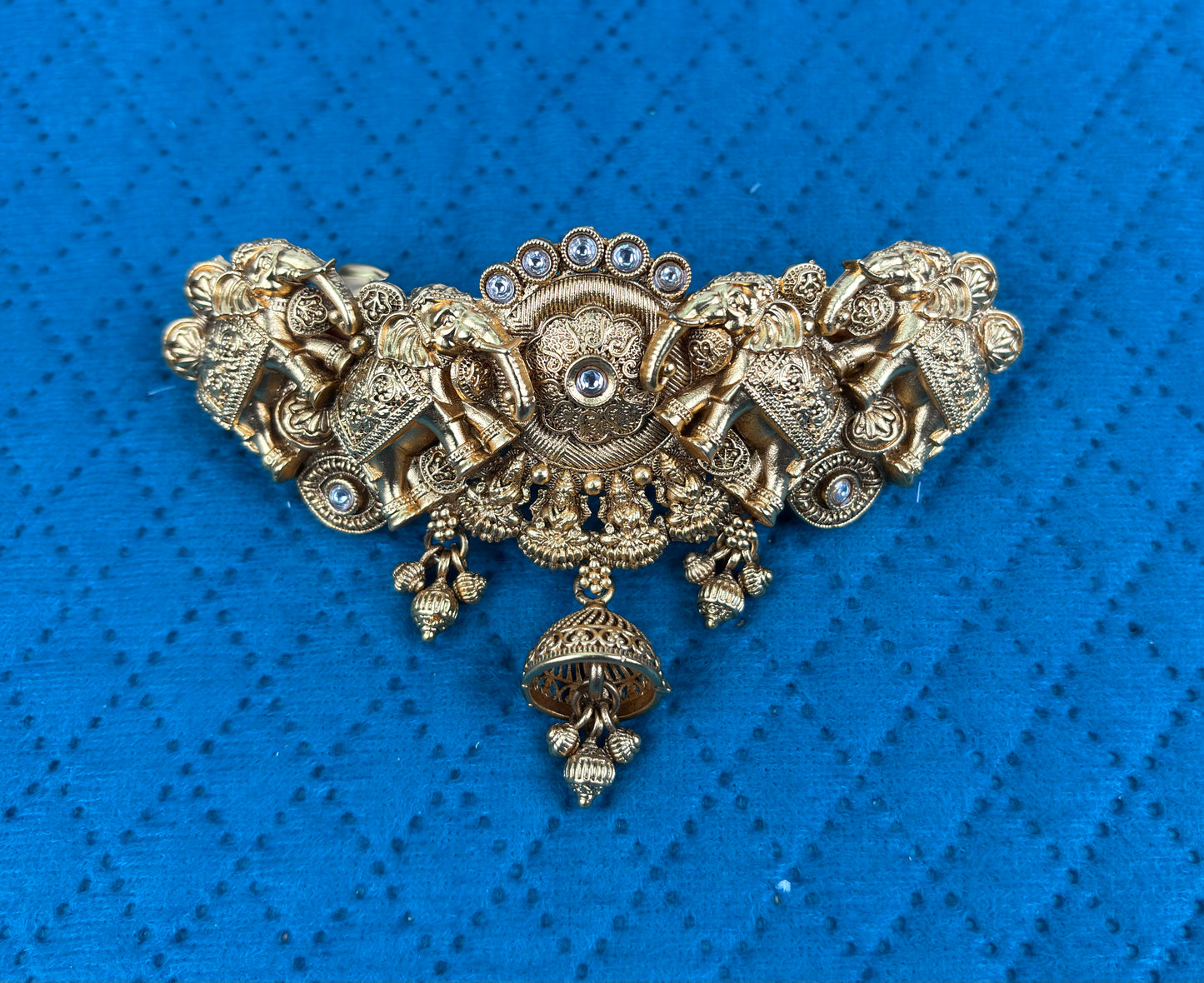 Antique Gold Elephant Motif Hair Clip