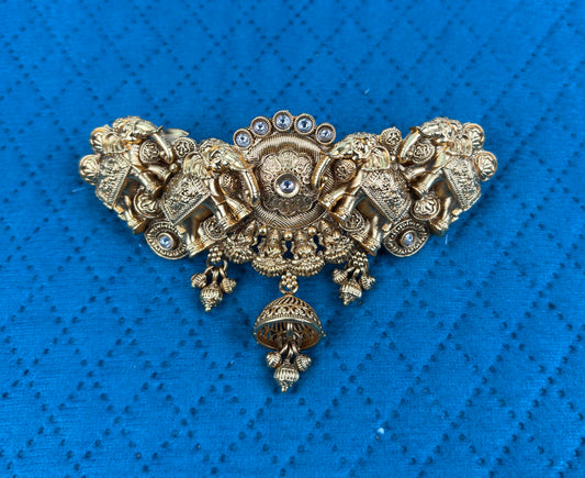 Antique Gold Elephant Motif Hair Clip