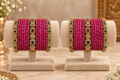 Traditional Magenta Glass Bangle Set