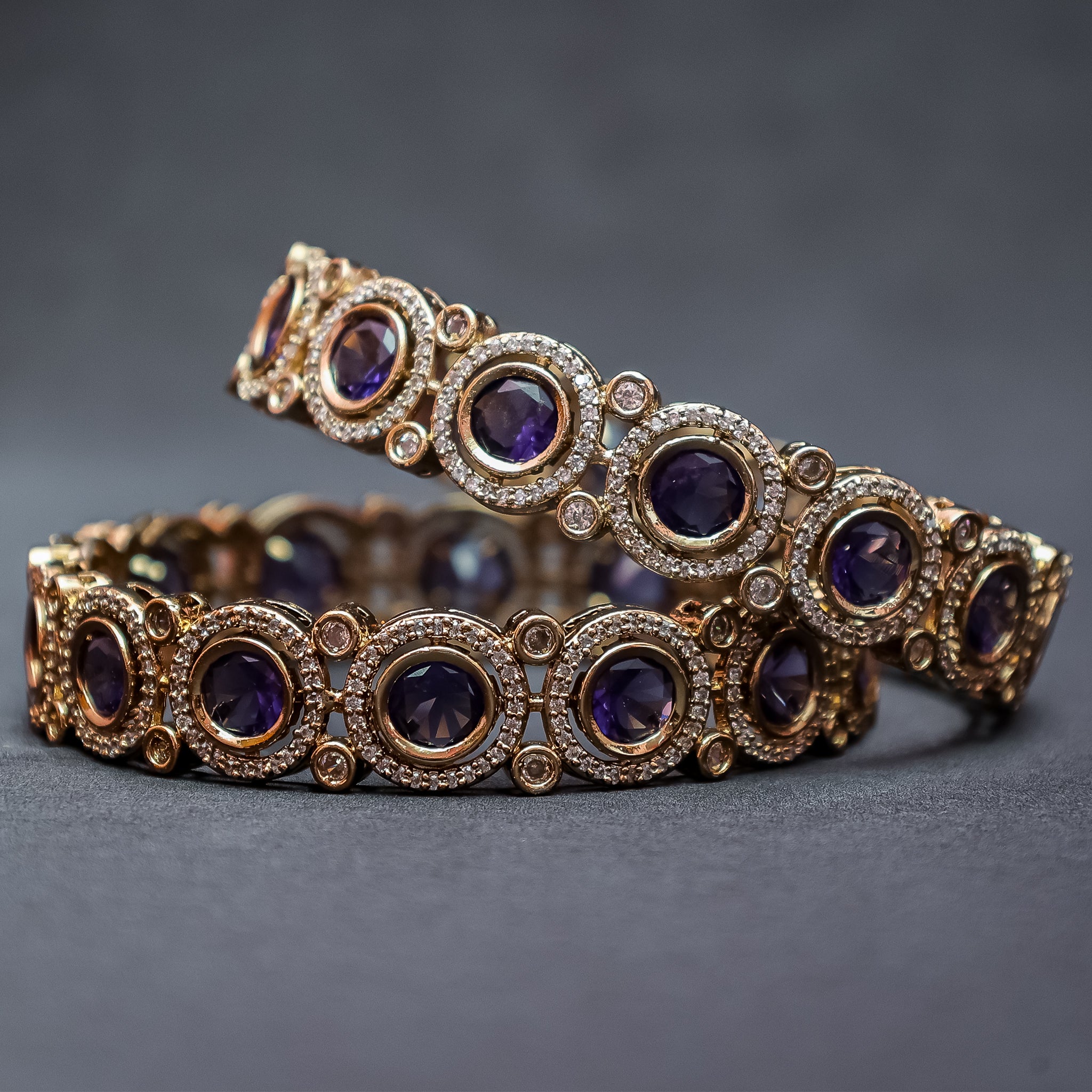 Regal Amethyst-Hued Kundan-Style Bangles