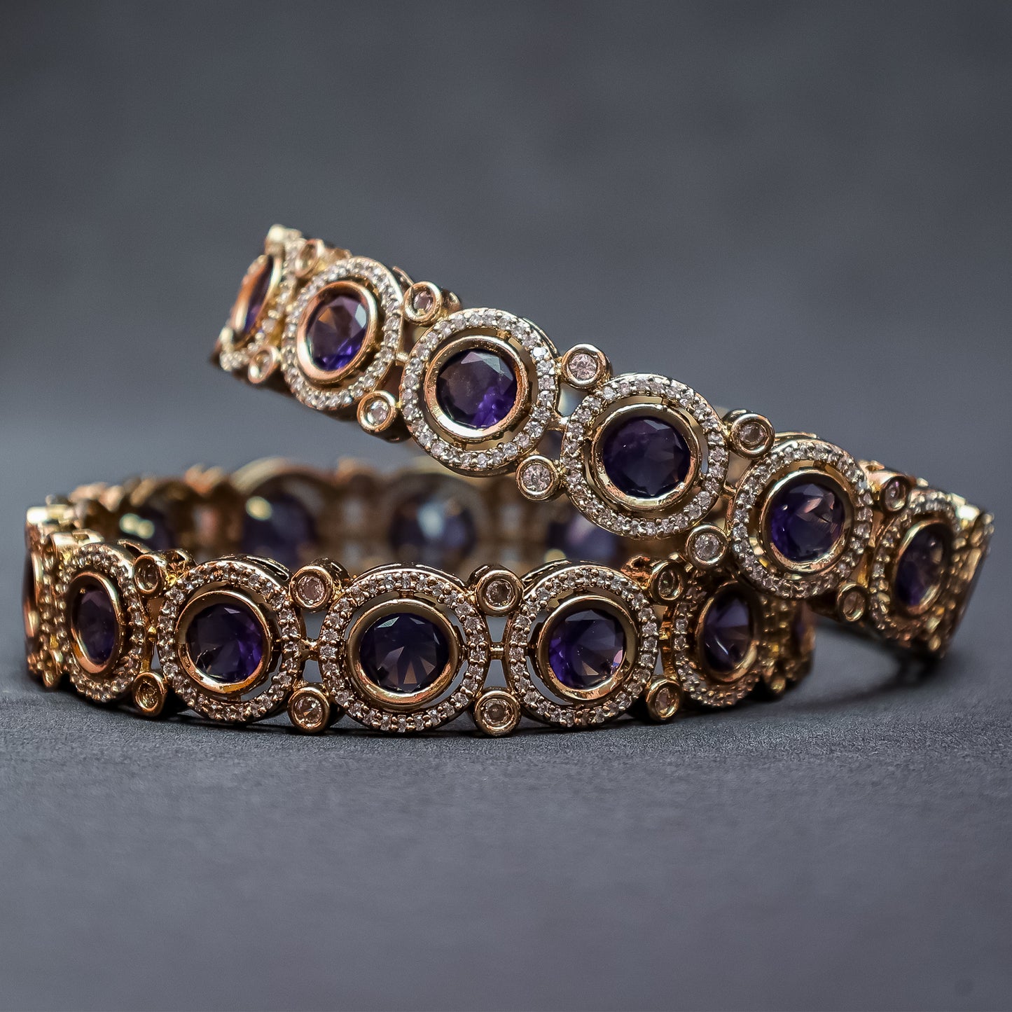 Regal Amethyst-Hued Kundan-Style Bangles