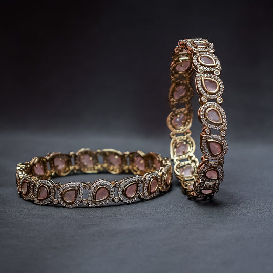 Regal Pink Stone & Kundan Style Kada