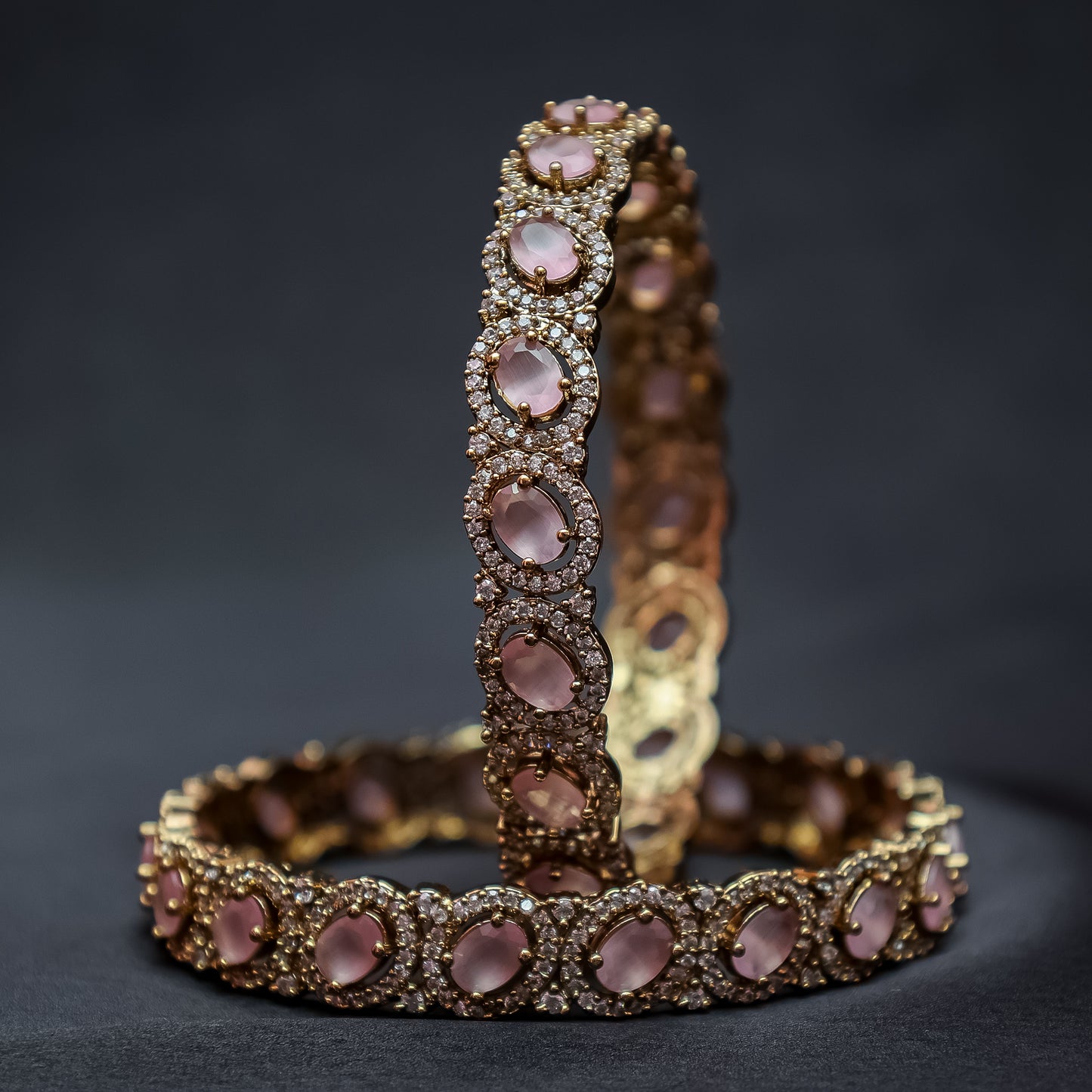 Pink Stone & Kundan Style Kada