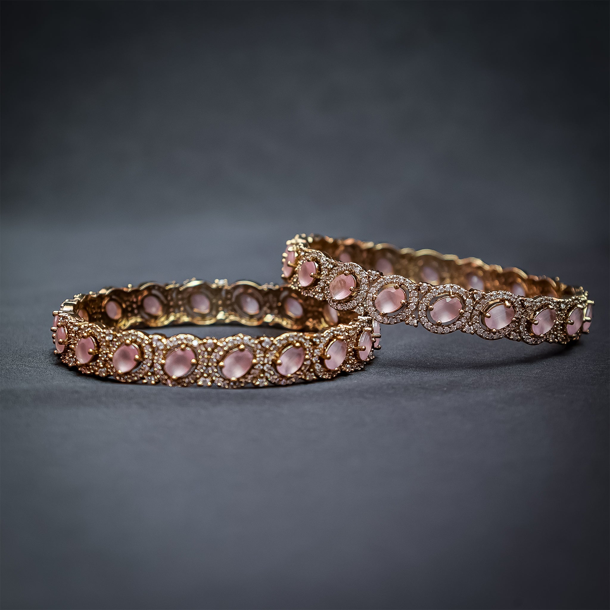 Pink Stone & Kundan Style Kada