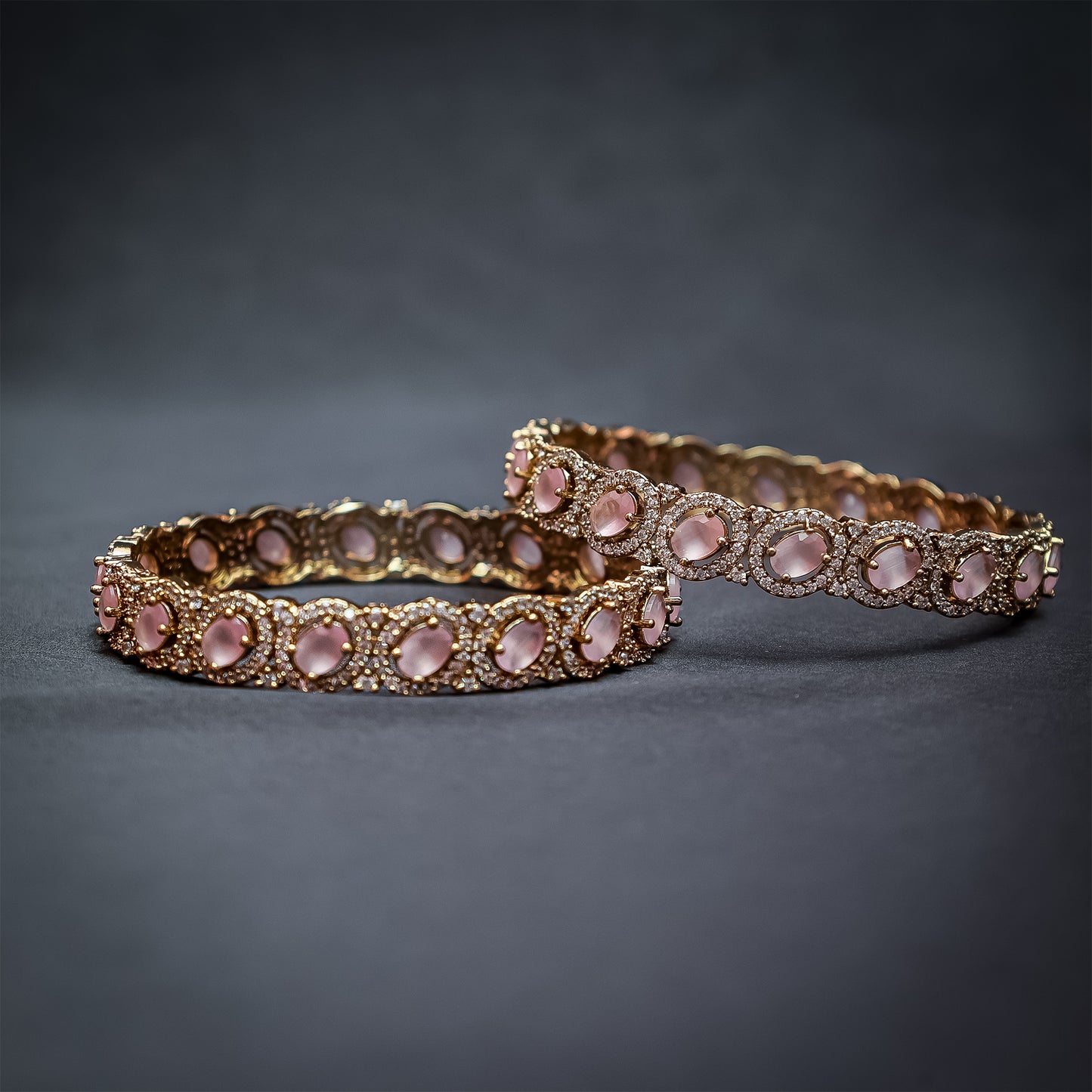 Pink Stone & Kundan Style Kada
