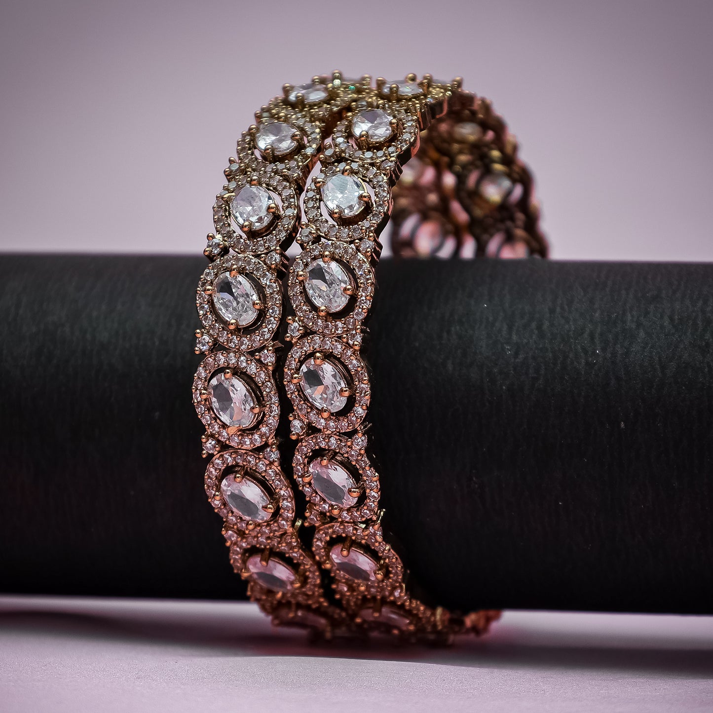 "Kundan-Style Stone Studded Gold-Toned Bangles
