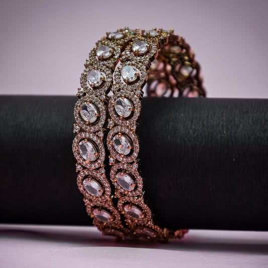 "Kundan-Style Stone Studded Gold-Toned Bangles