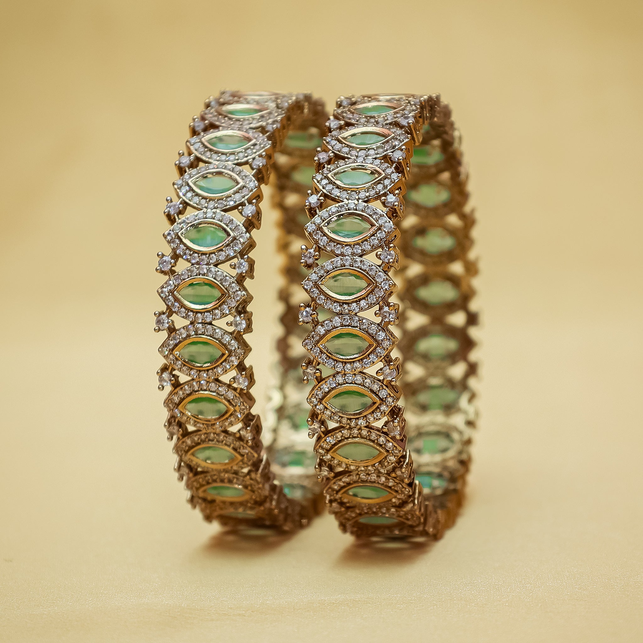 Mint Green Kundan-Style CZ Kada