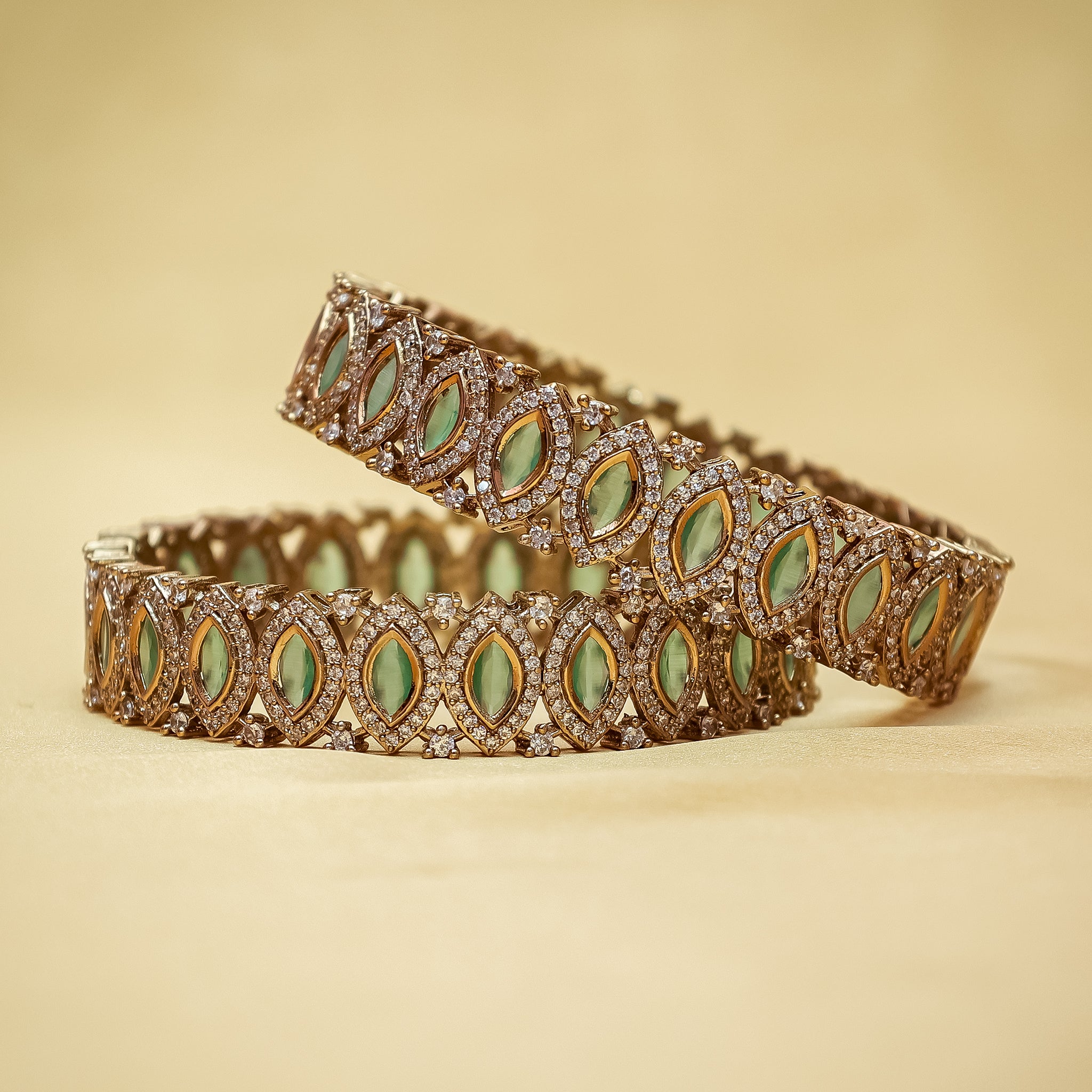 Mint Green Kundan-Style CZ Kada
