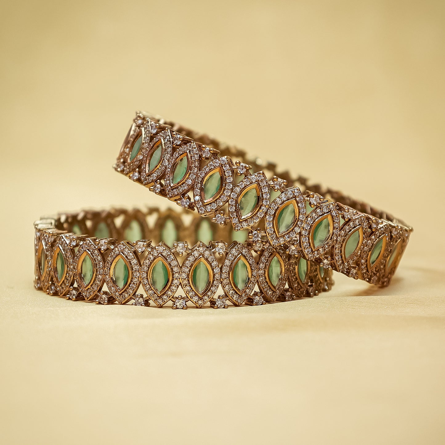 Mint Green Kundan-Style CZ Kada