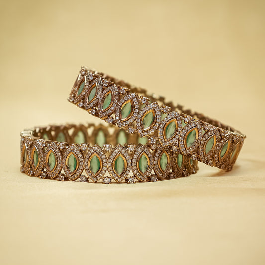 Mint Green Kundan-Style CZ Kada