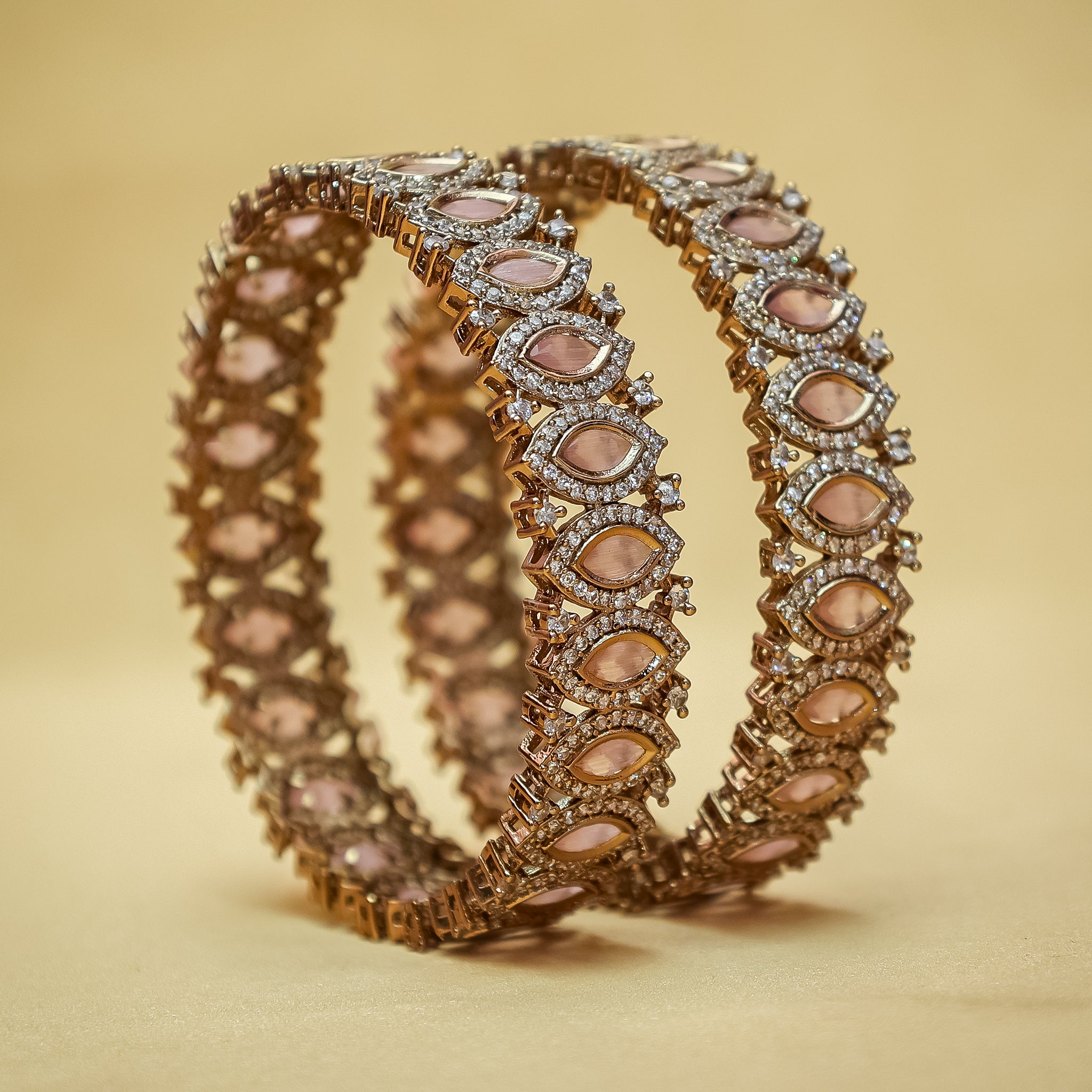 Pink & AD Stone Kundan-Style Bangles