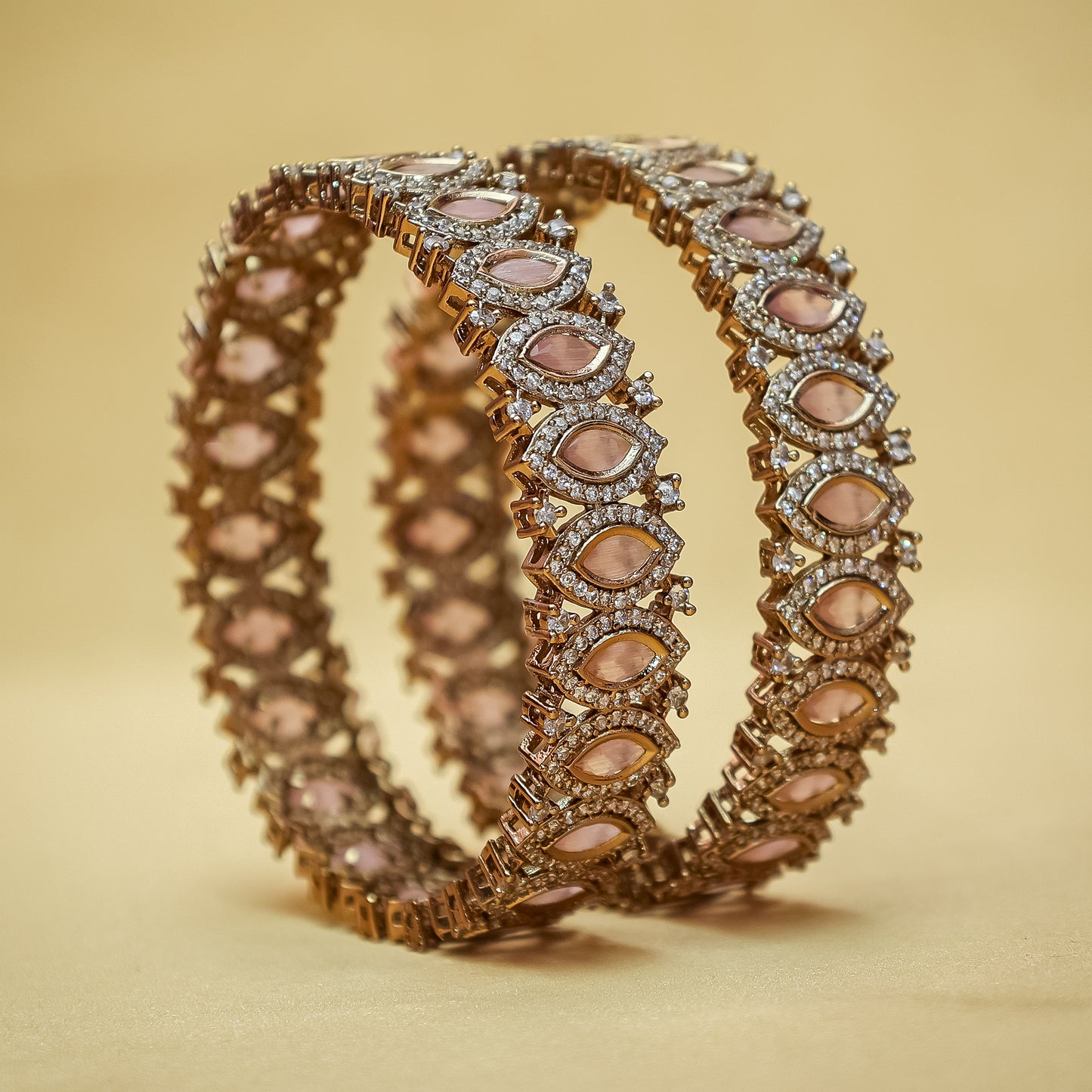 Pink & AD Stone Kundan-Style Bangles
