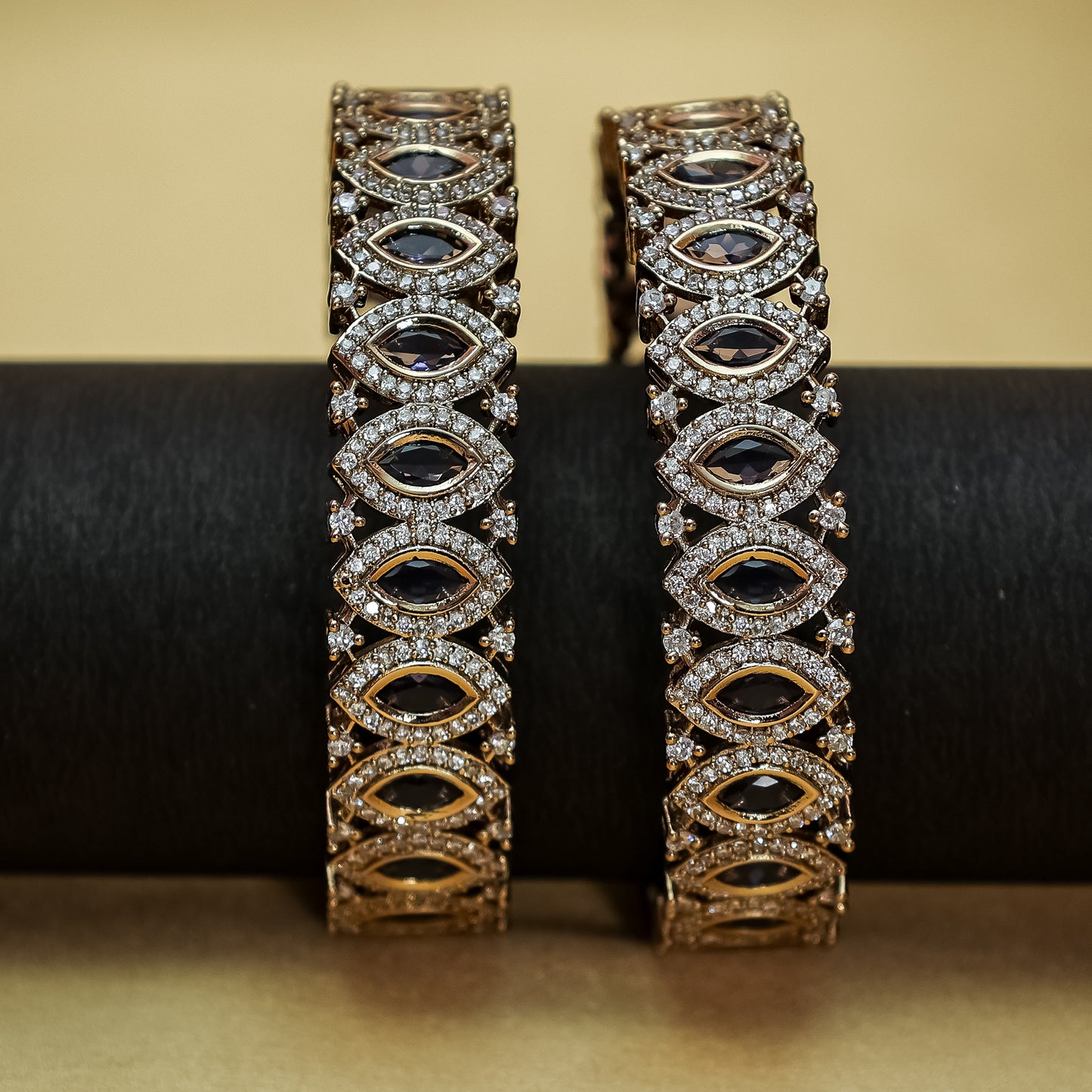 Amethyst Marquise & Diamond-Look Bangles