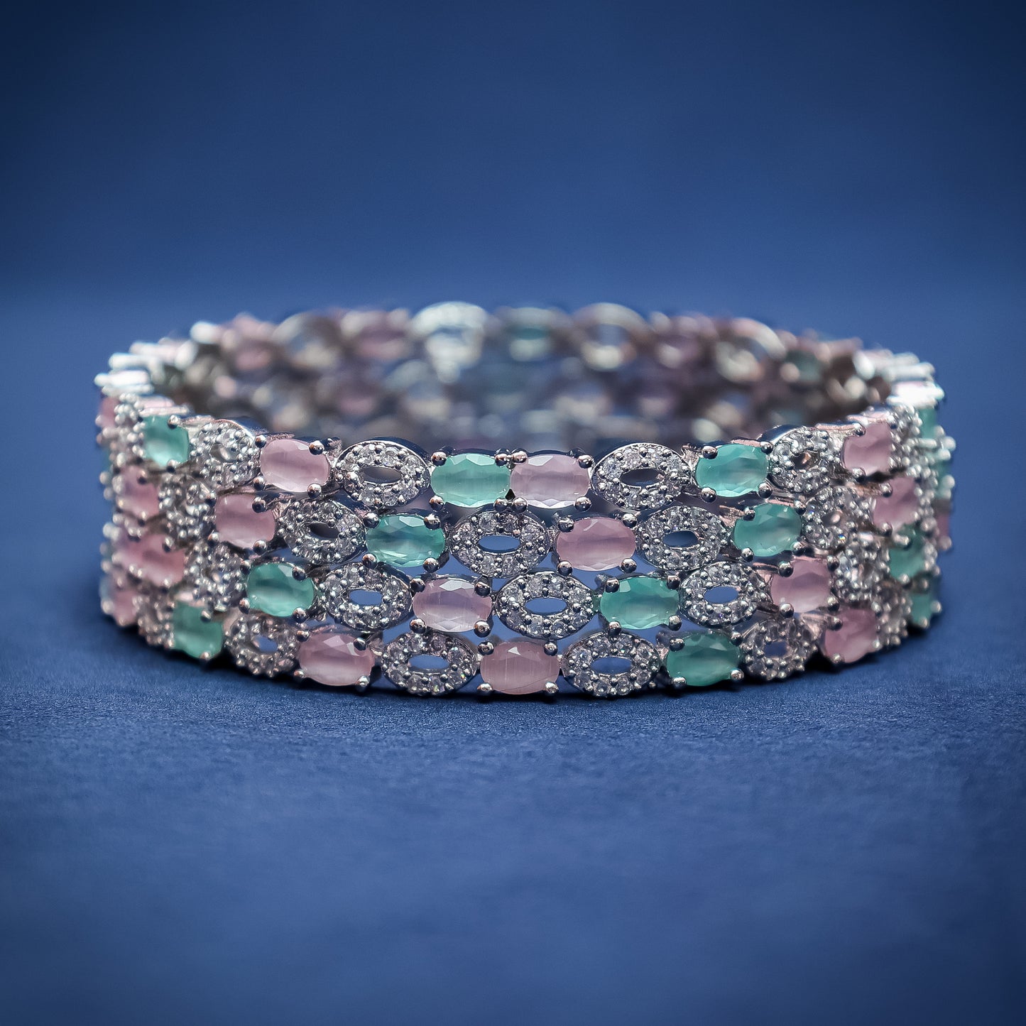 Dual-Tone American Diamond Bangle Set