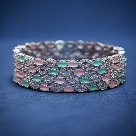 Dual-Tone American Diamond Bangle Set