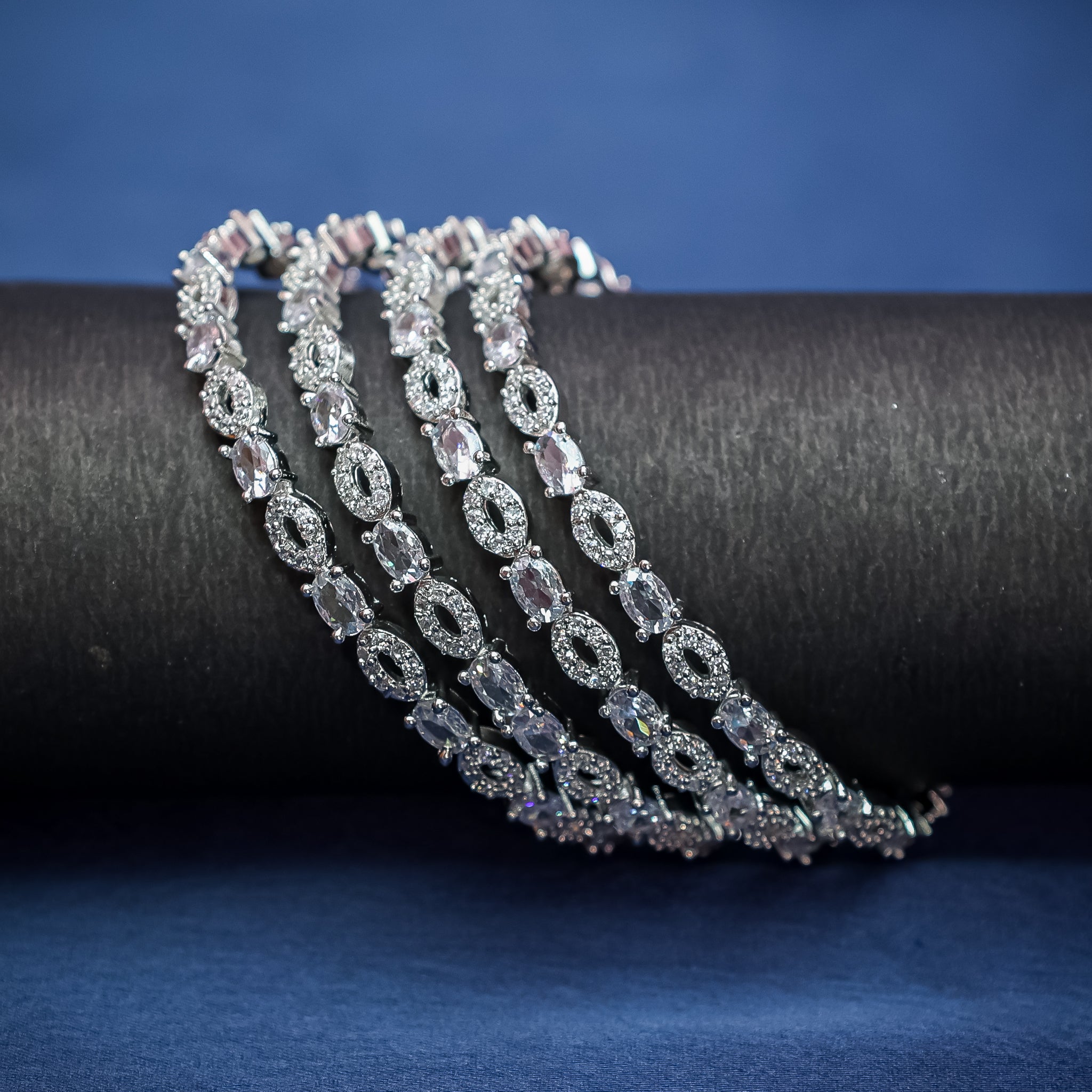 Silver Stone Bangles
