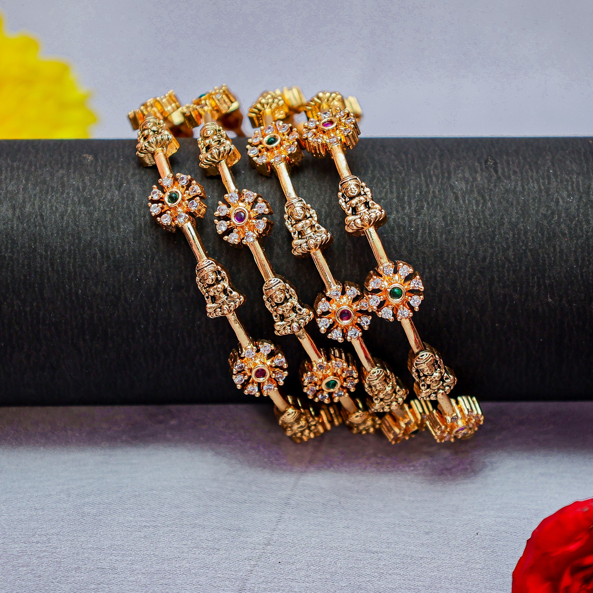 Temple-Inspired Gold Bangle Set