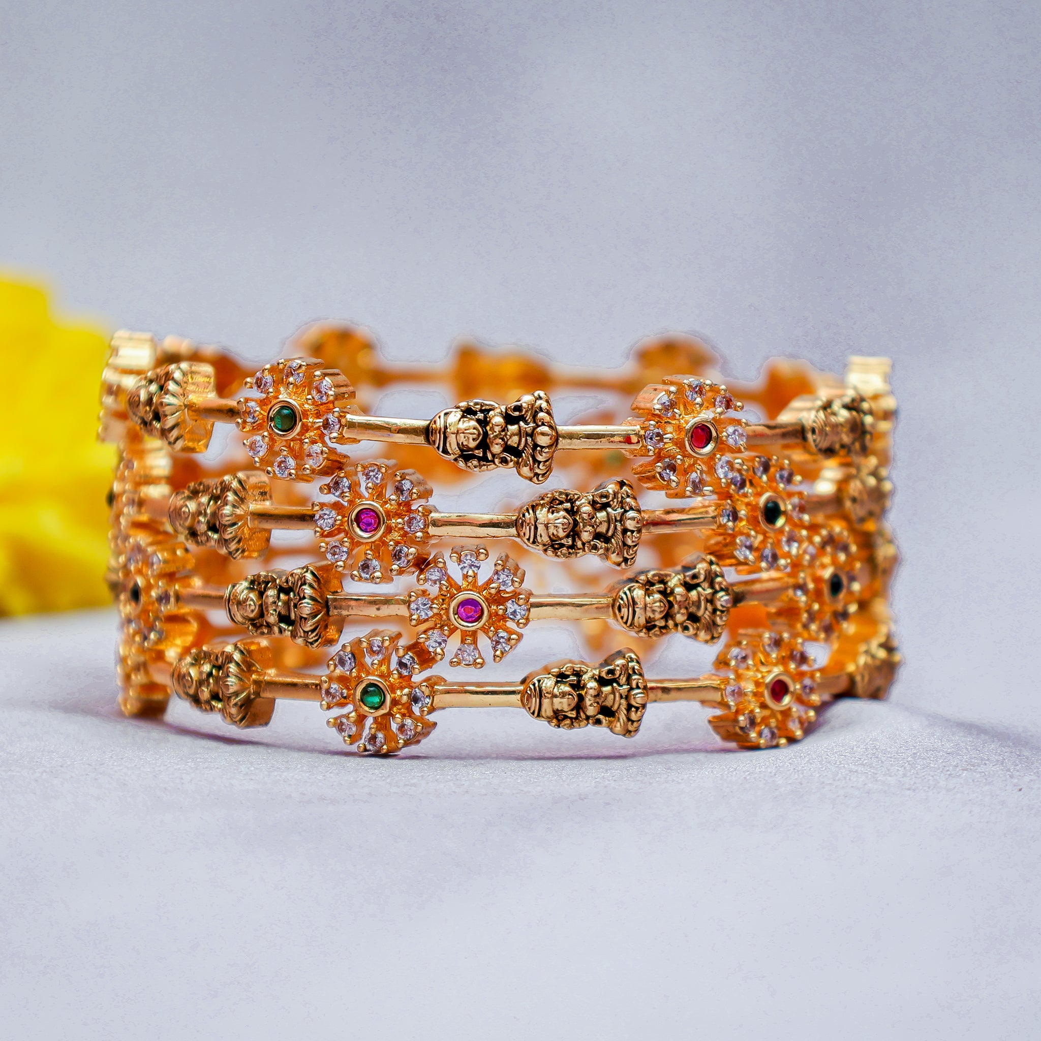 Temple-Inspired Gold Bangle Set