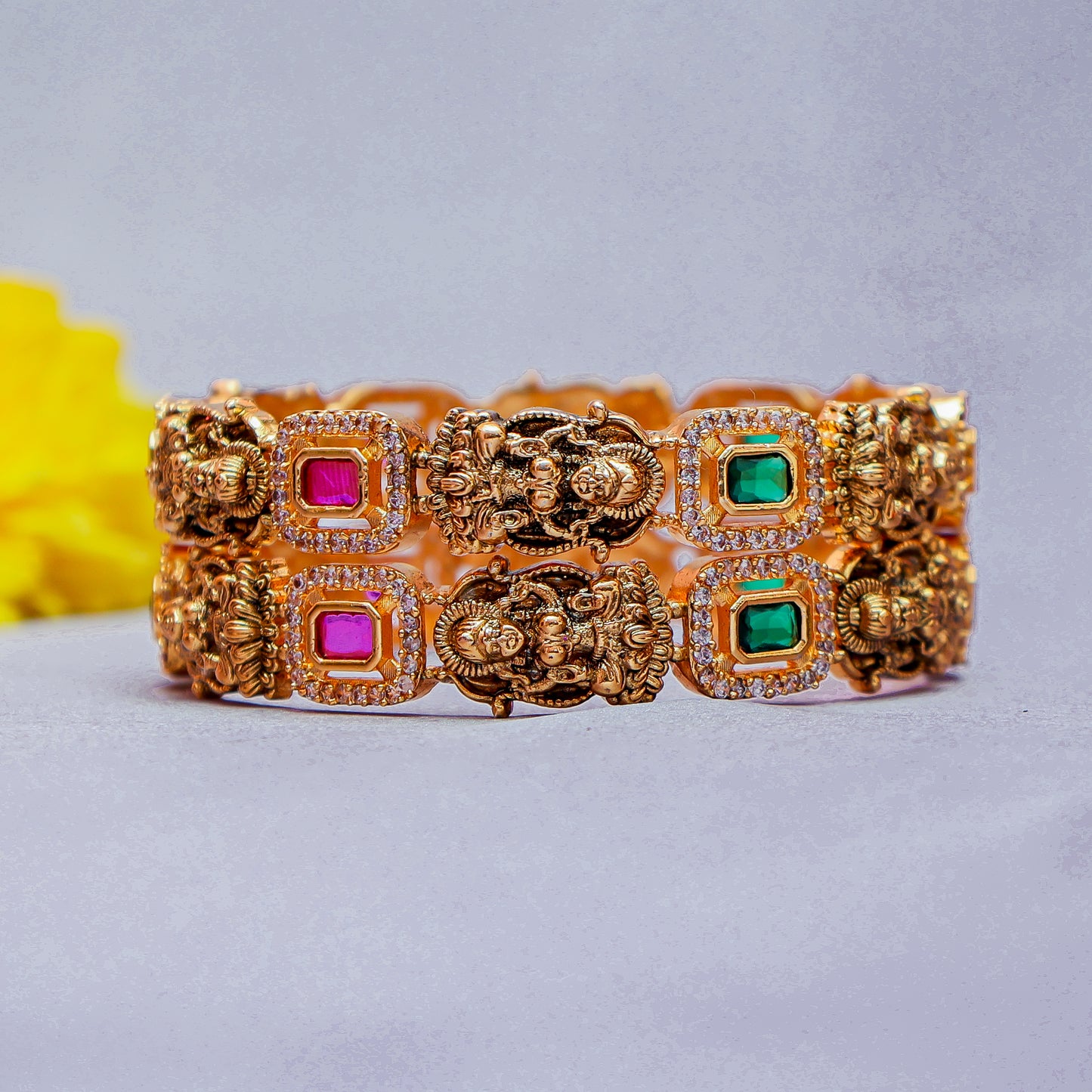 Ruby and Emerald Stone Kada