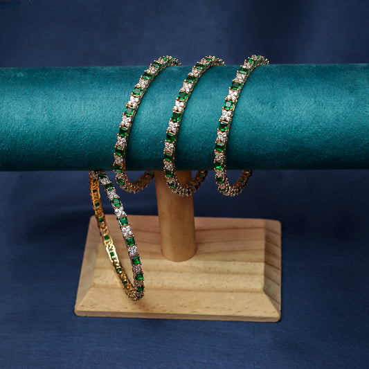 Gold-Tone Square-Cut CZ Statement Bangle