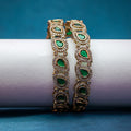 Victorian Antique Finish Green Bangle Pair