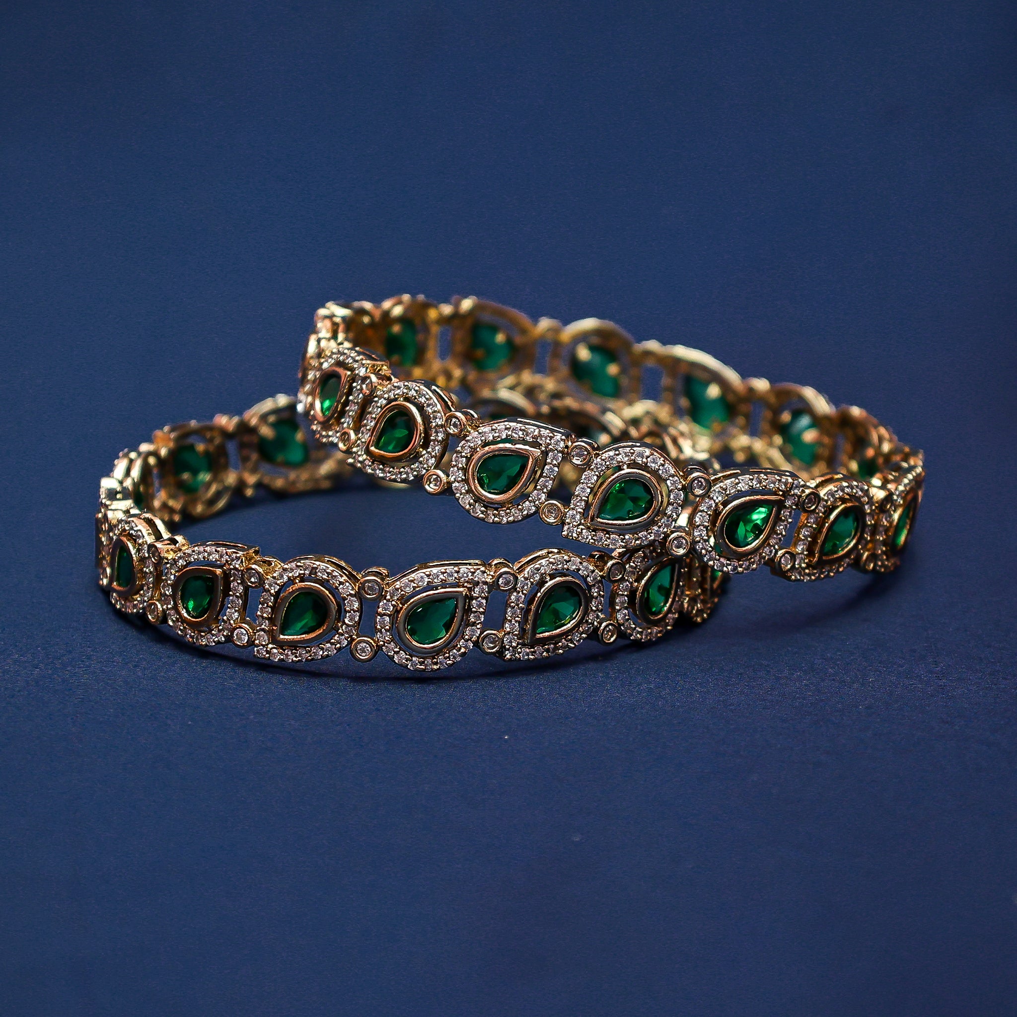 Victorian Antique Finish Green Bangle Pair