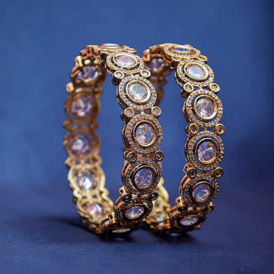 Jadau Style White Stone Bridal Bangles