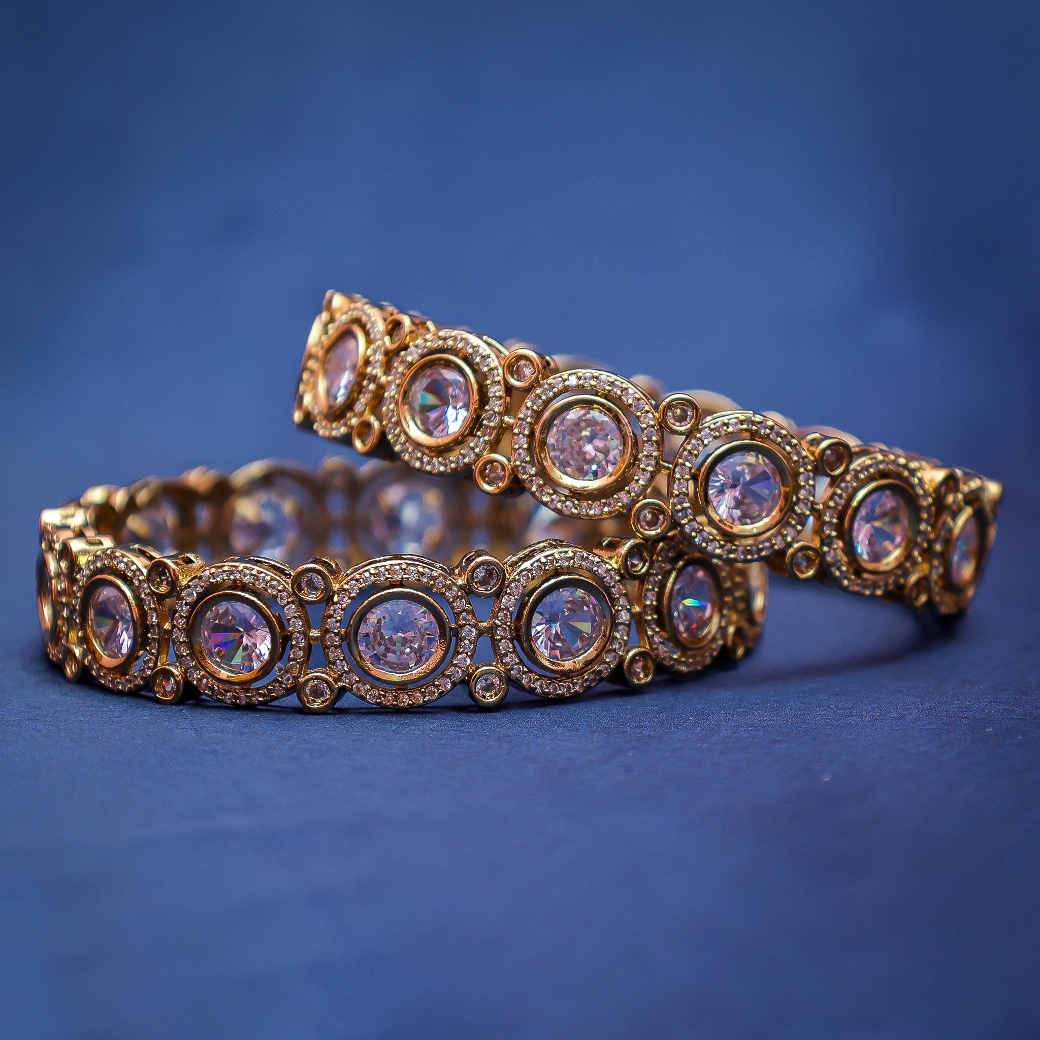 Jadau Style White Stone Bridal Bangles