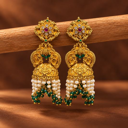 Ishani Green Beaded Earrings