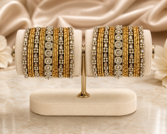 Traditional Gold Kundan Bridal Bangle Set