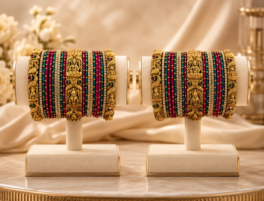 Peacock Grace Temple Bangle Set