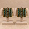 Traditional Teal Green Temple Design Bangle Set