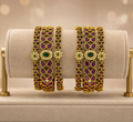 Ruby Leaf Designer Bangle Set