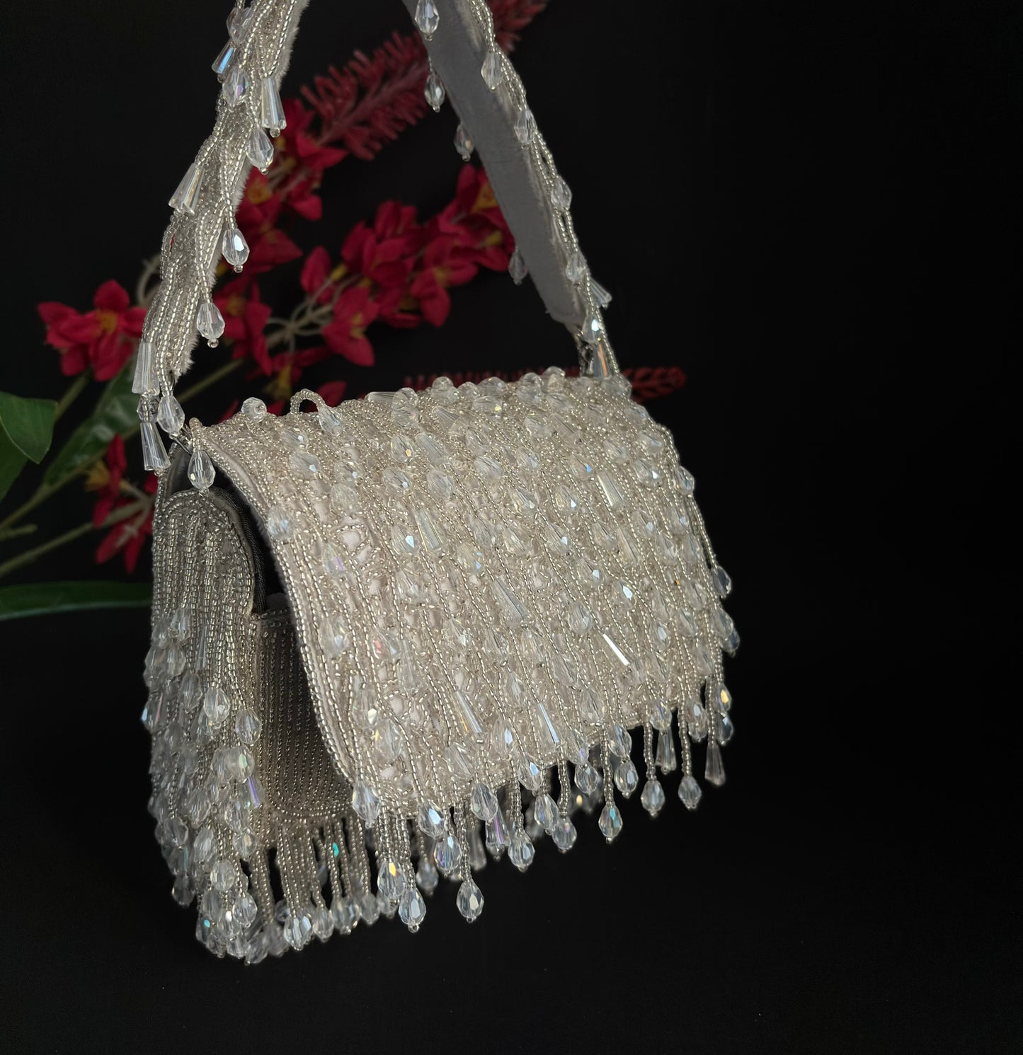 Shimmering Crystal Fringe Purse