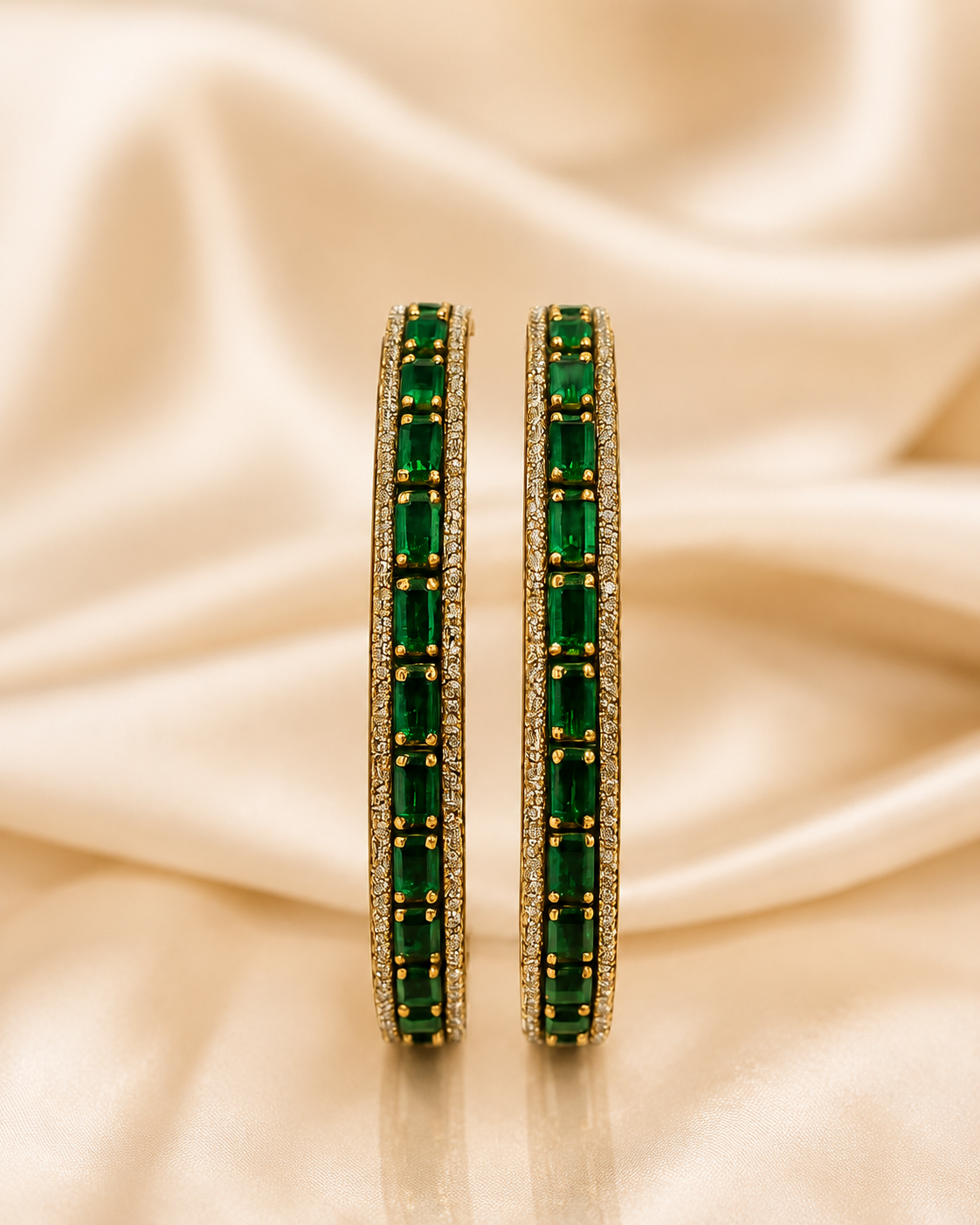 Emerald Radiance Gold Bangles