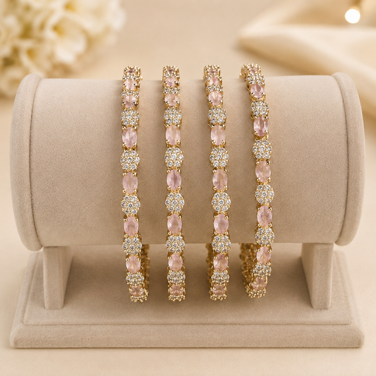 Premium Pink Floral Bangles