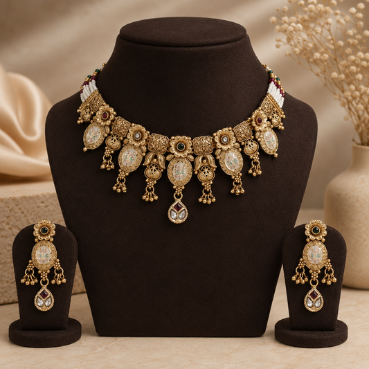 Ivory Bloom Antique Necklace Set
