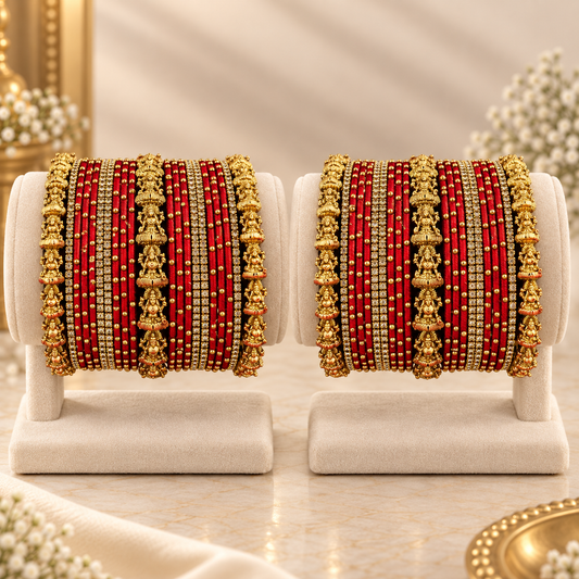 Bridal Lakshmi Red Thread Bangle Set