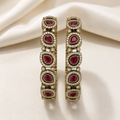 Majestic Ruby & CZ Stone Gold-Toned Bangle Set