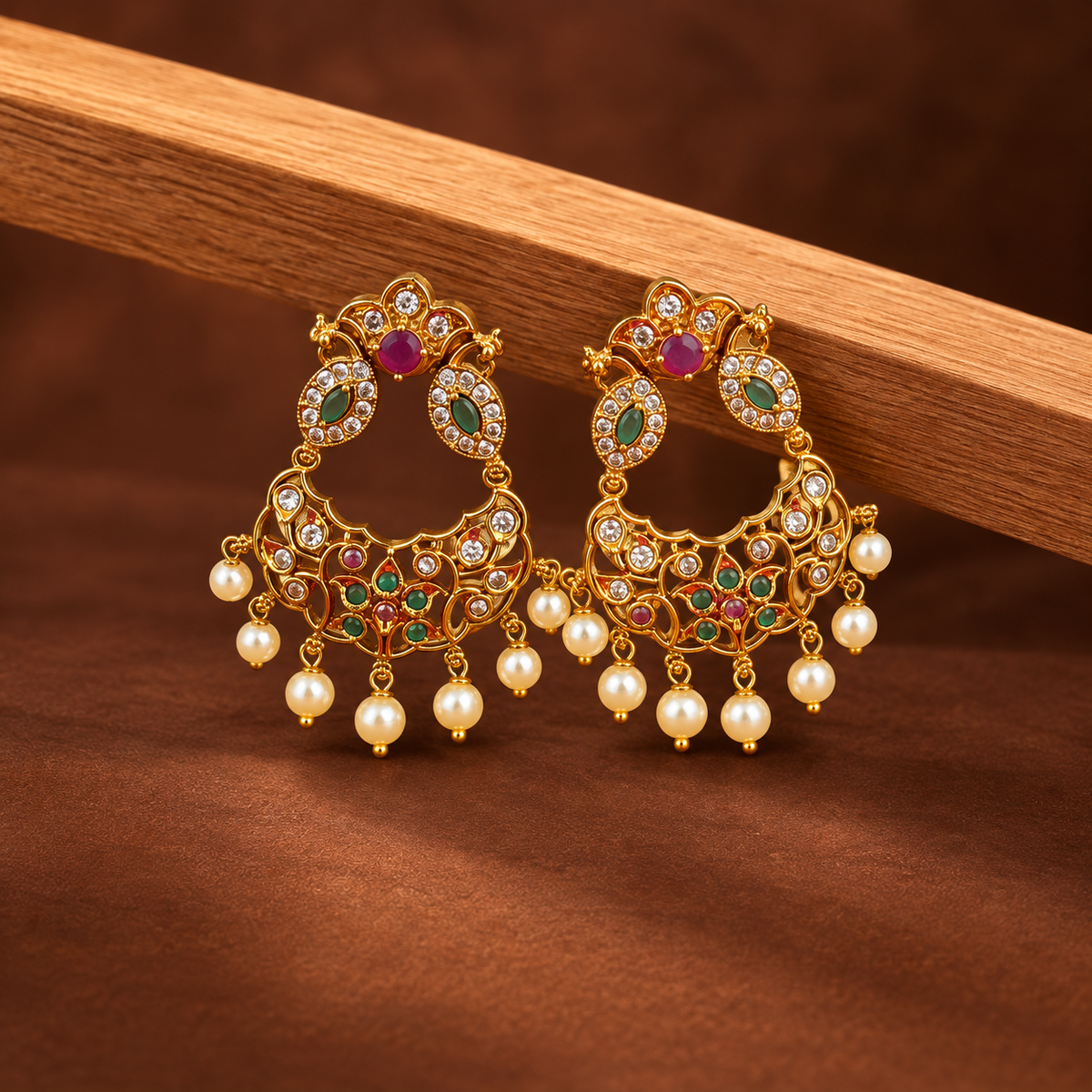 Zivara Pearl Halo Danglers