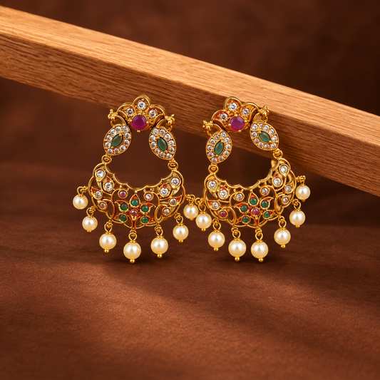 Zivara Pearl Halo Danglers