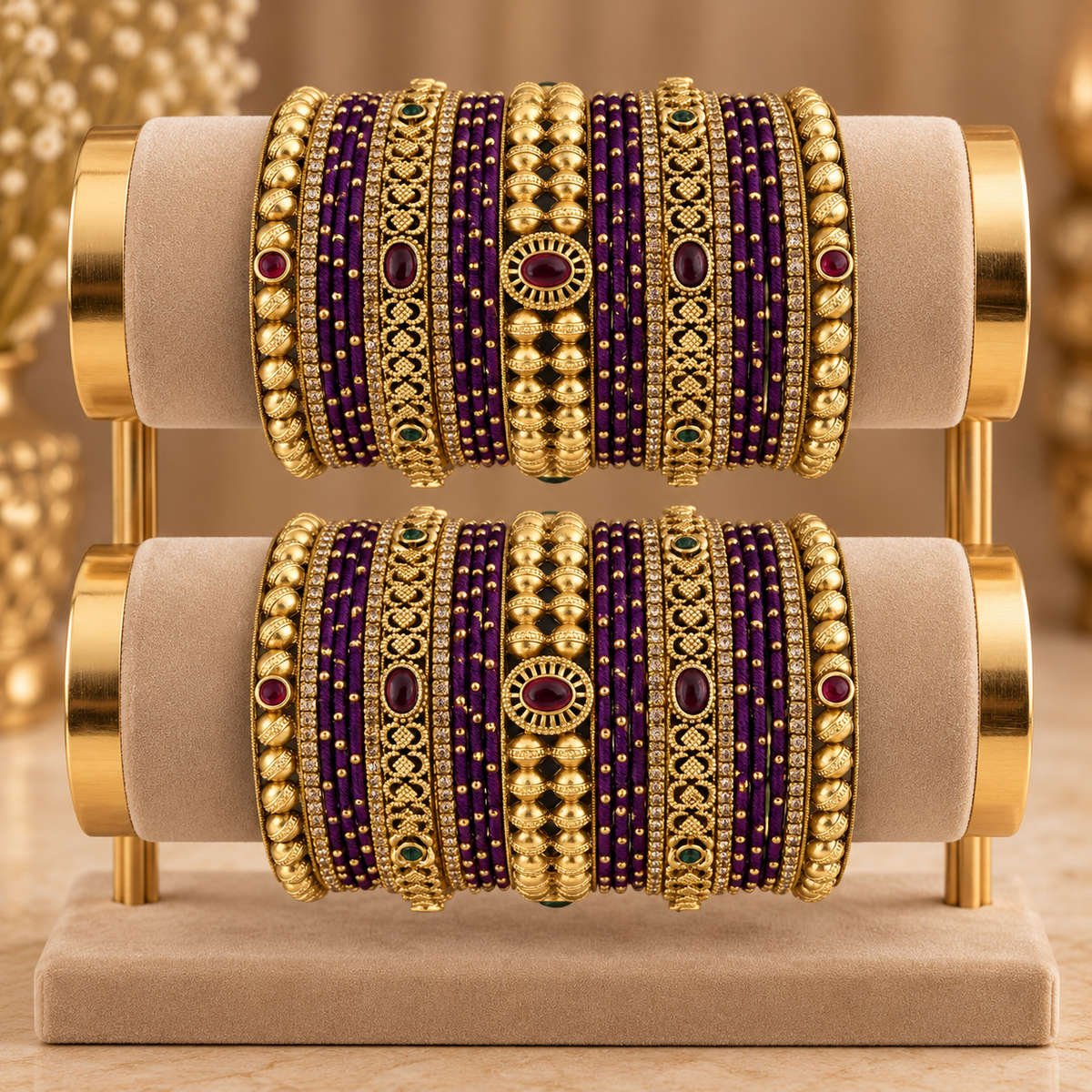 Purple & Gold Heritage Bridal Bangles