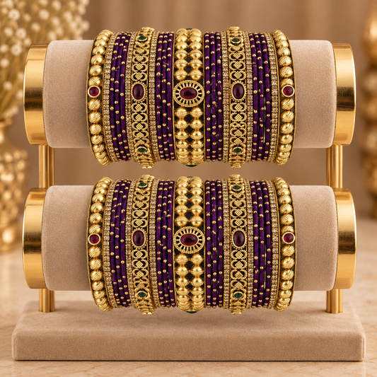 Purple & Gold Heritage Bridal Bangles