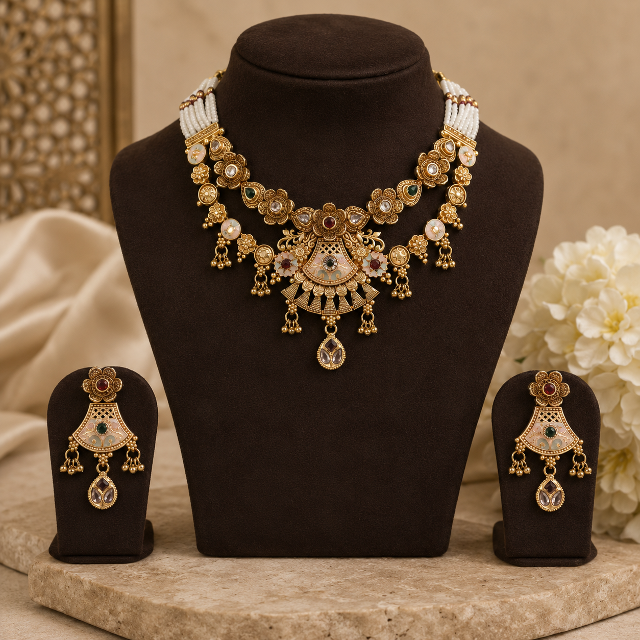 Pastel Meenakari Necklace Set